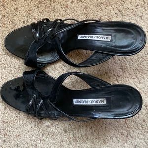 Manolo Blahnik Black Fur Heels 40